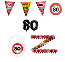 80 jaar verjaardag versiering pakket verkeersbord