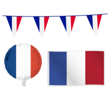 Frankrijk versiering pakket S – vlag, vlaggenlijn & ballon