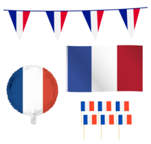 Frankrijk feestpakket M – vlag, vlaggenlijn, ballon & prikkers