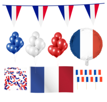 Frankrijk feestpakket XL2 – vlag, ballonnen, confetti & prikkers