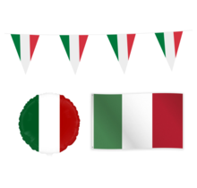 Italië versiering pakket S – vlaggenlijn 10m, gevelvlag en folieballon in Italiaanse stijl