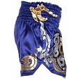 Joya Kickboks broekje "Pro Thai" 38 Blauw met goud/zilver