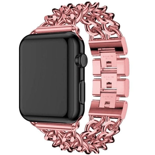 Marque 123watches Apple Watch maillon de cow-boy en acier bracelet - rose rouge