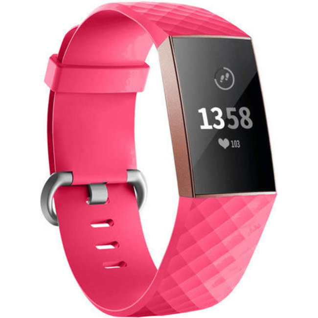 Marque 123watches Fitbit Charge 3 & 4 bracelet de gaufres sport - rose rouge
