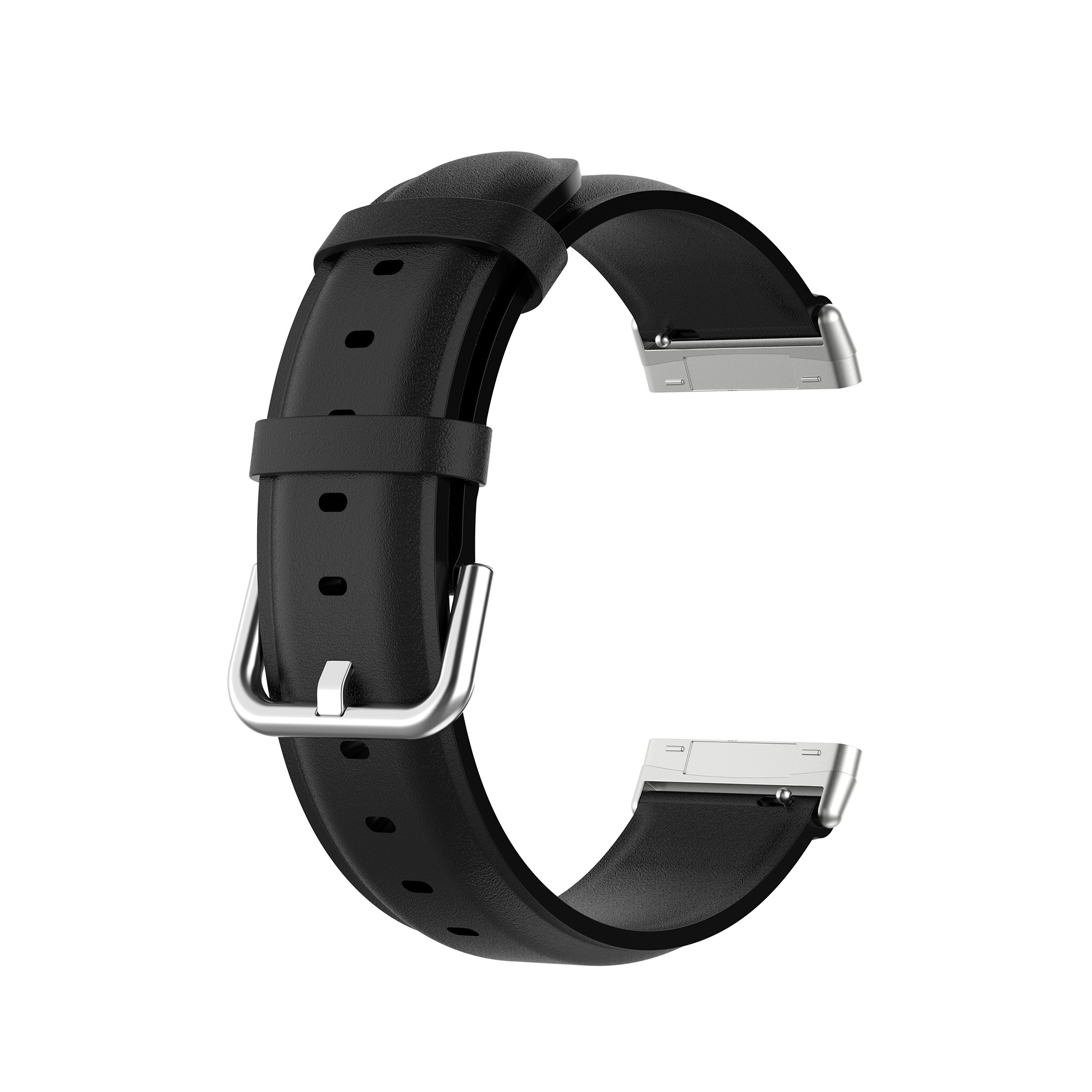 Fitbit Versa 3 / Sense bracelet en cuir - noir - 123watches B.V.