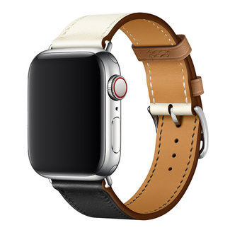 Marque 123watches Apple Watch cuir chanter tour bracelet - noir et blanc