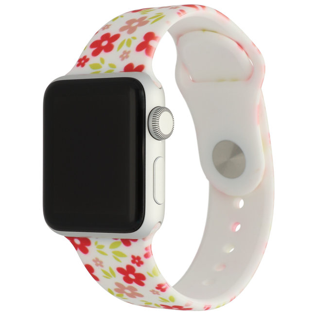 Bracelet de sport imprimé Apple Watch - fleurs rouges