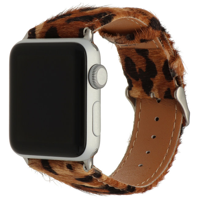 Apple Watch peluche en cuir bracelet - leopard marron