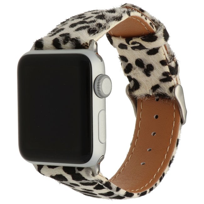 Marque 123watches Apple Watch peluche en cuir bracelet - leopard noir