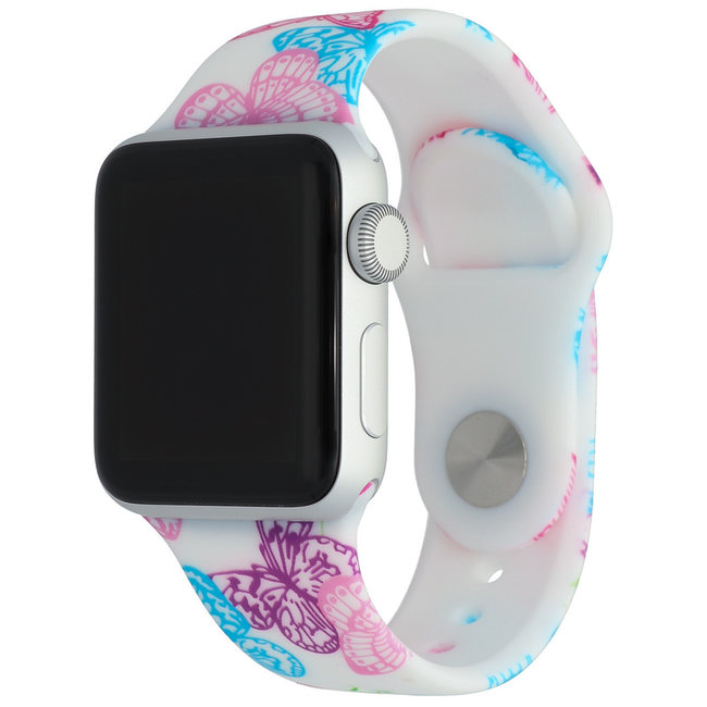 Bracelet de sport imprimé Apple Watch - papillon rose