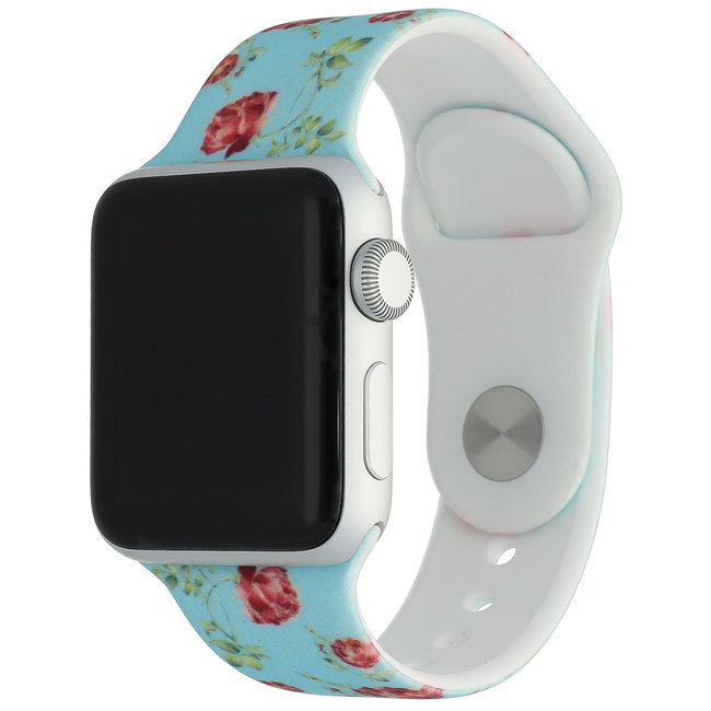 Bracelet de sport imprimé Apple Watch - roses bleu