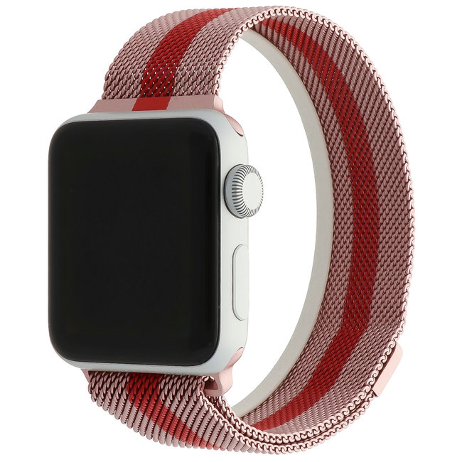 Marque 123watches Apple Watch Milanais bracelet - rose rayé rouge