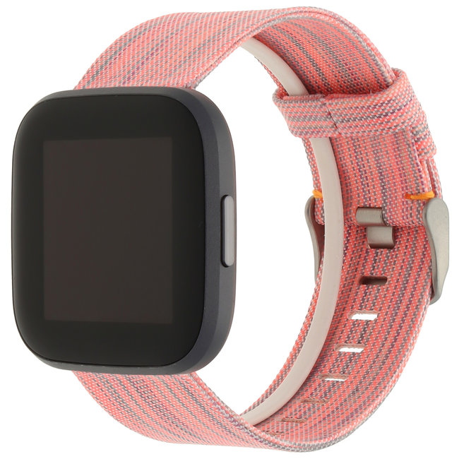 Marque 123watches Fitbit Versa nylon gesp bracelet - rayé orange