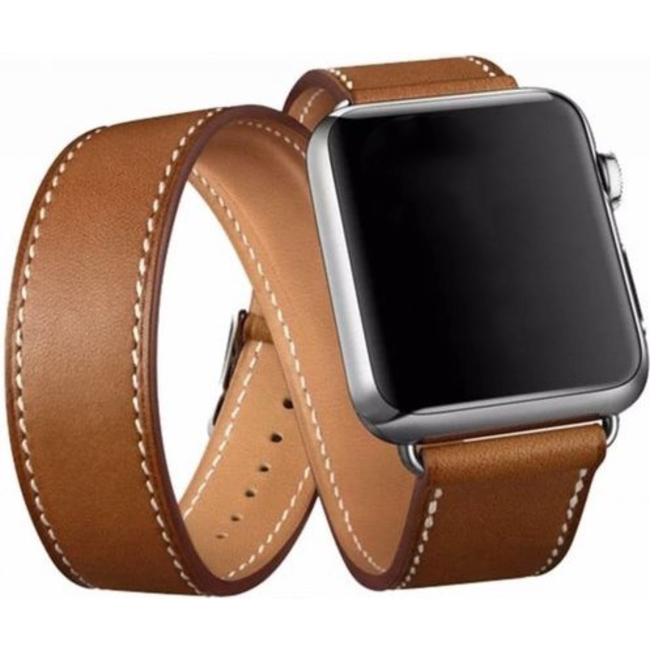 Marque 123watches Apple Watch bracelet long en cuir - marron