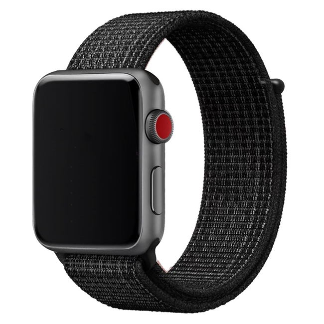Marque 123watches Apple Watch nylon sport loop bracelet - réflecteur noir