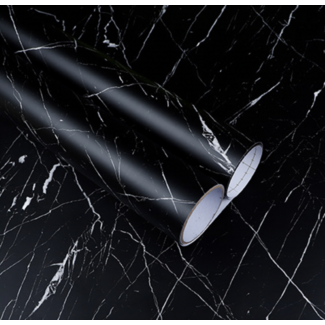 Zwarte Marmerlook plakfolie
