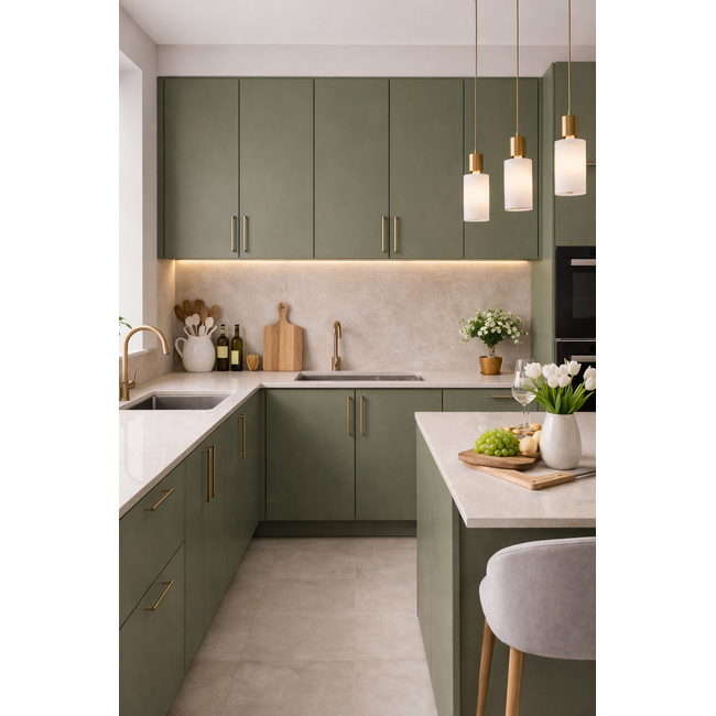 Mat silk donker olijf