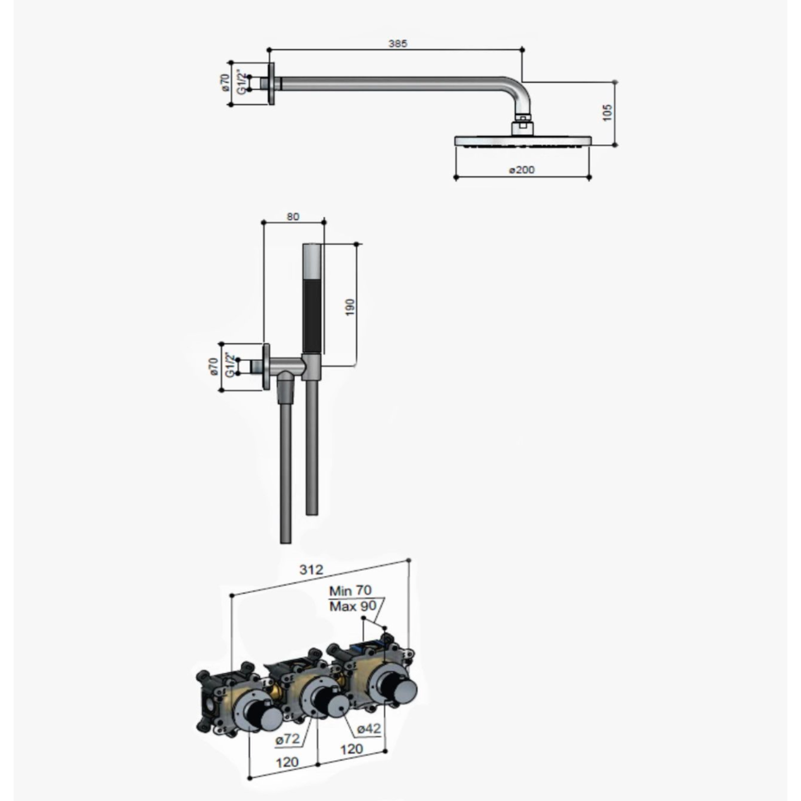 Hotbath Hotbath Cobber IBS70 complete inbouw doucheset