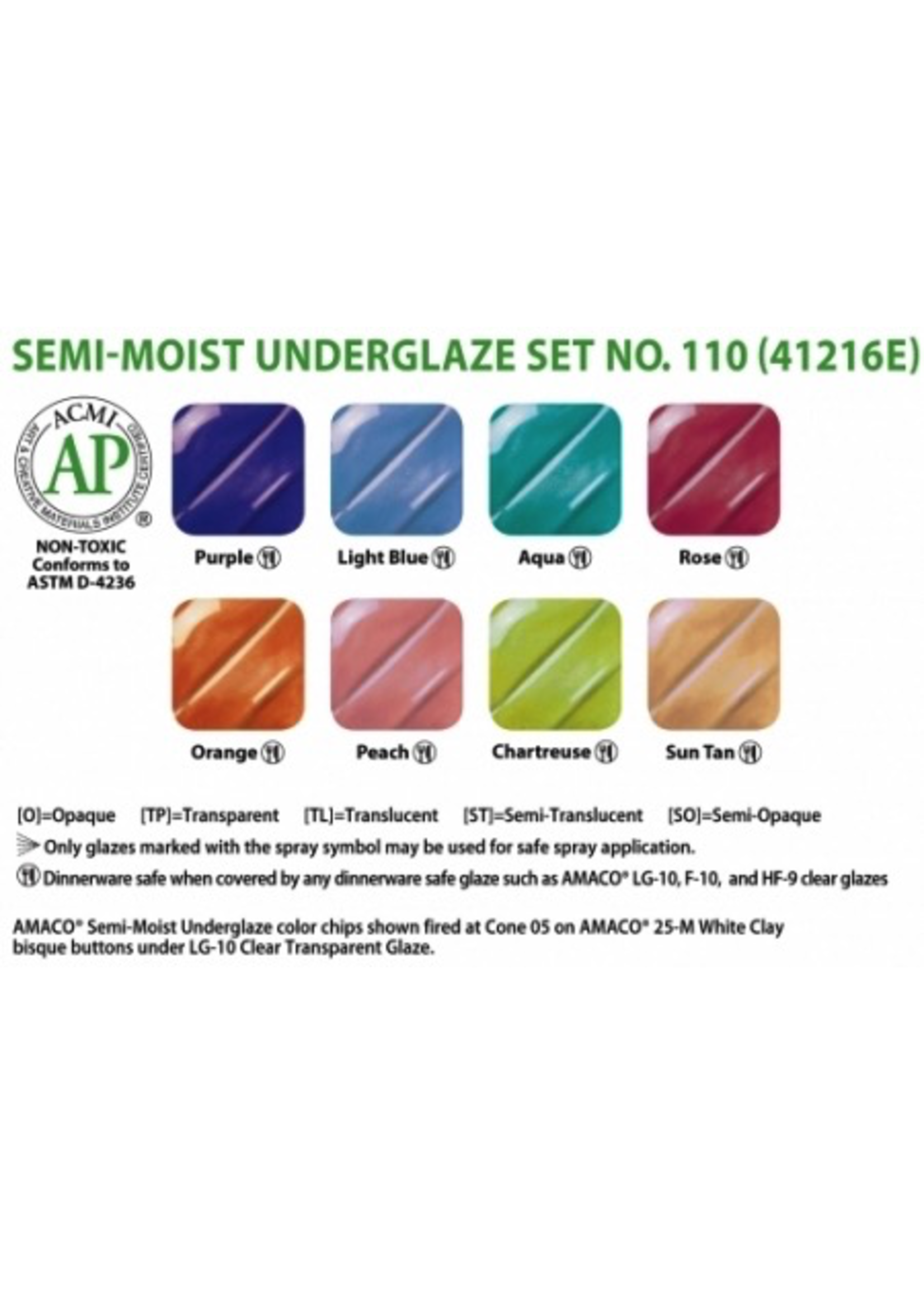 Amaco Semi-Moist Underglaze Set #110