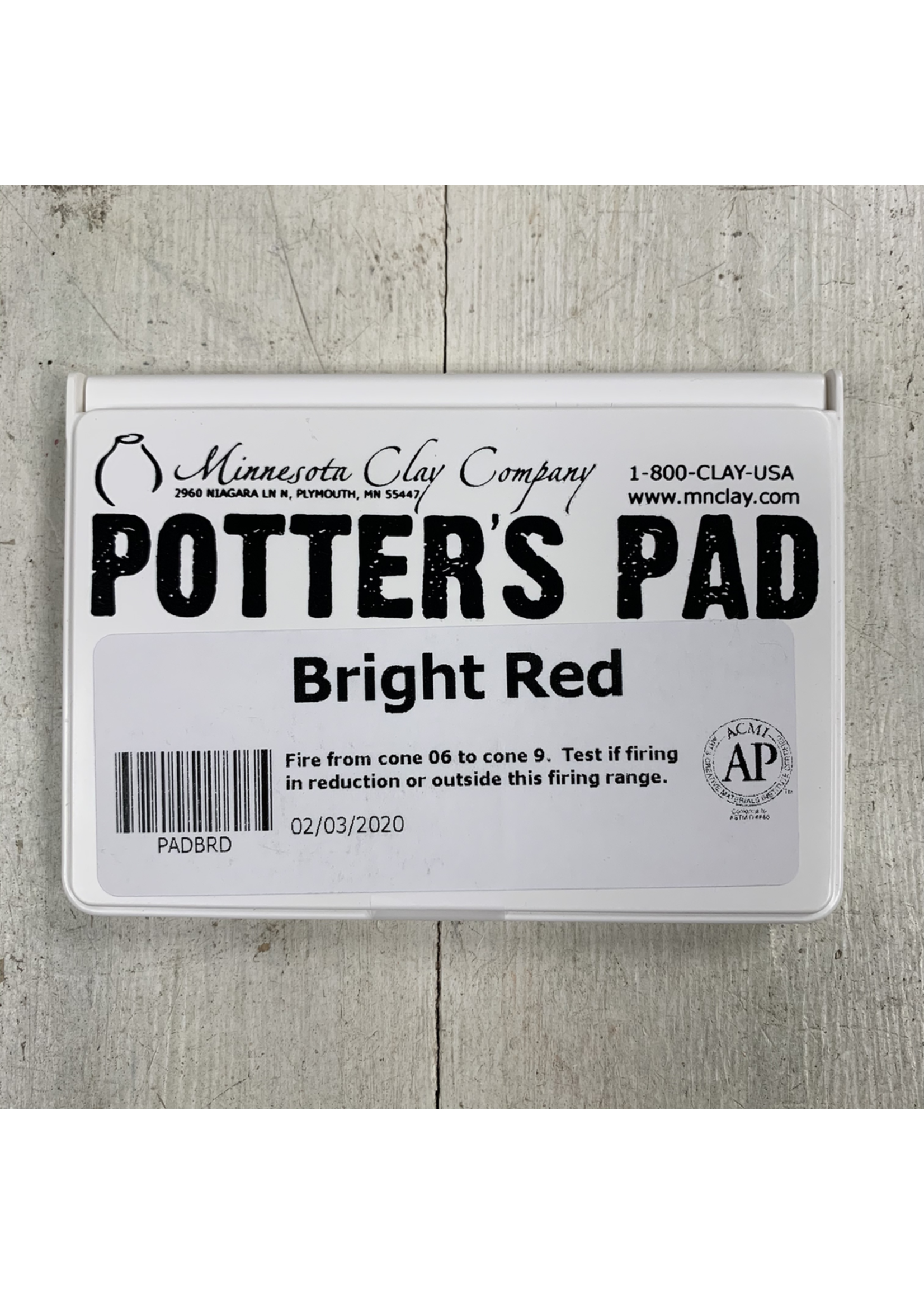 Minnesota clay Potter’s Stamp Pad Bright red