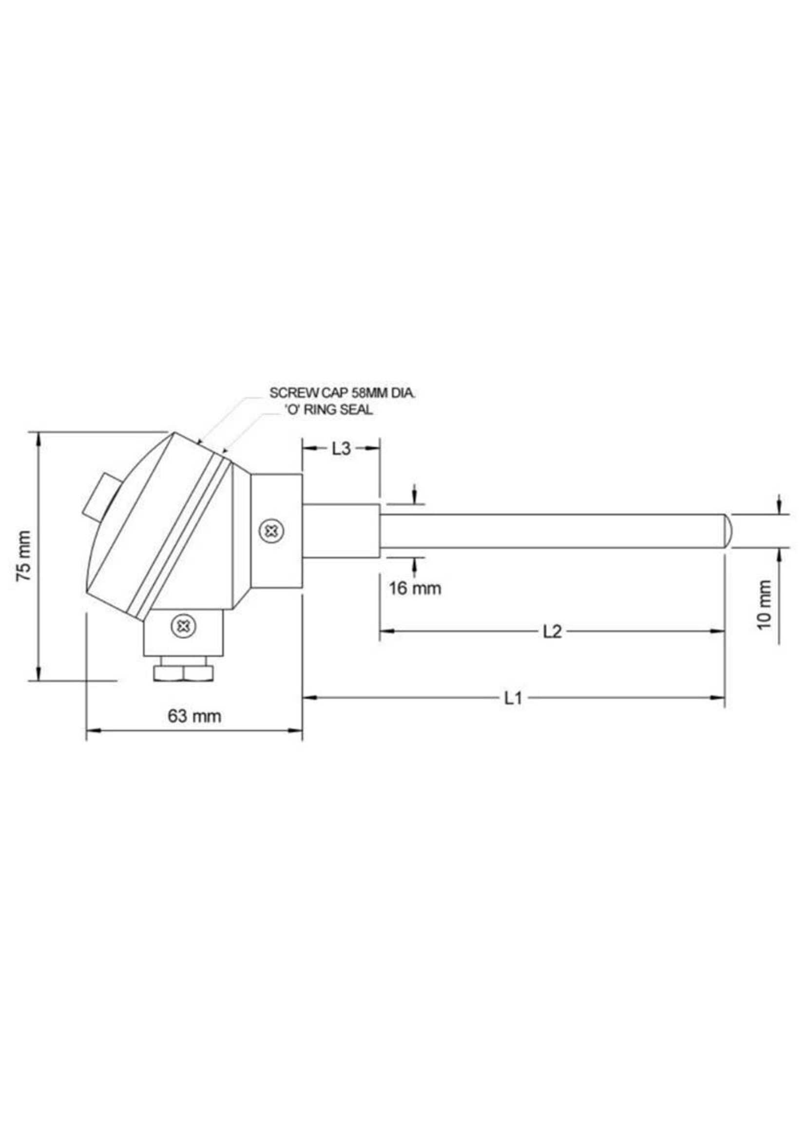 Thermocouple Type R 250mm  > 1350°C