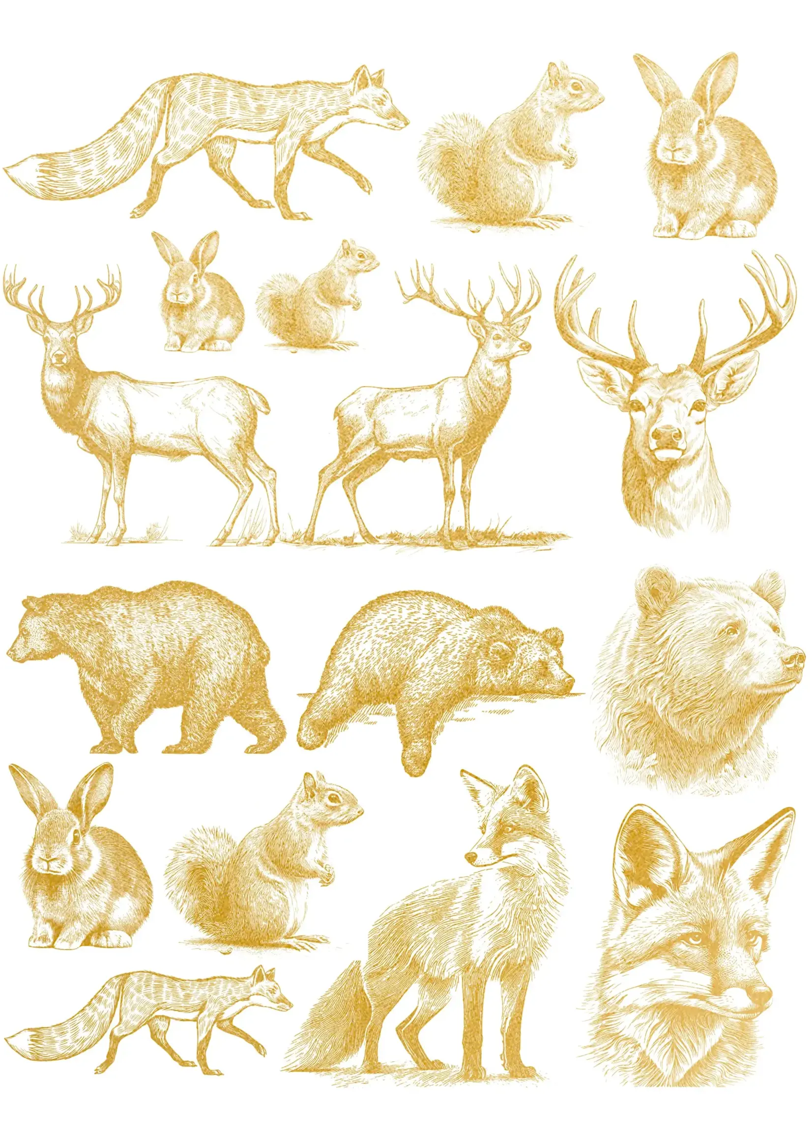 Sanbao Gold Woodland Animal (21 x 27.9cm)