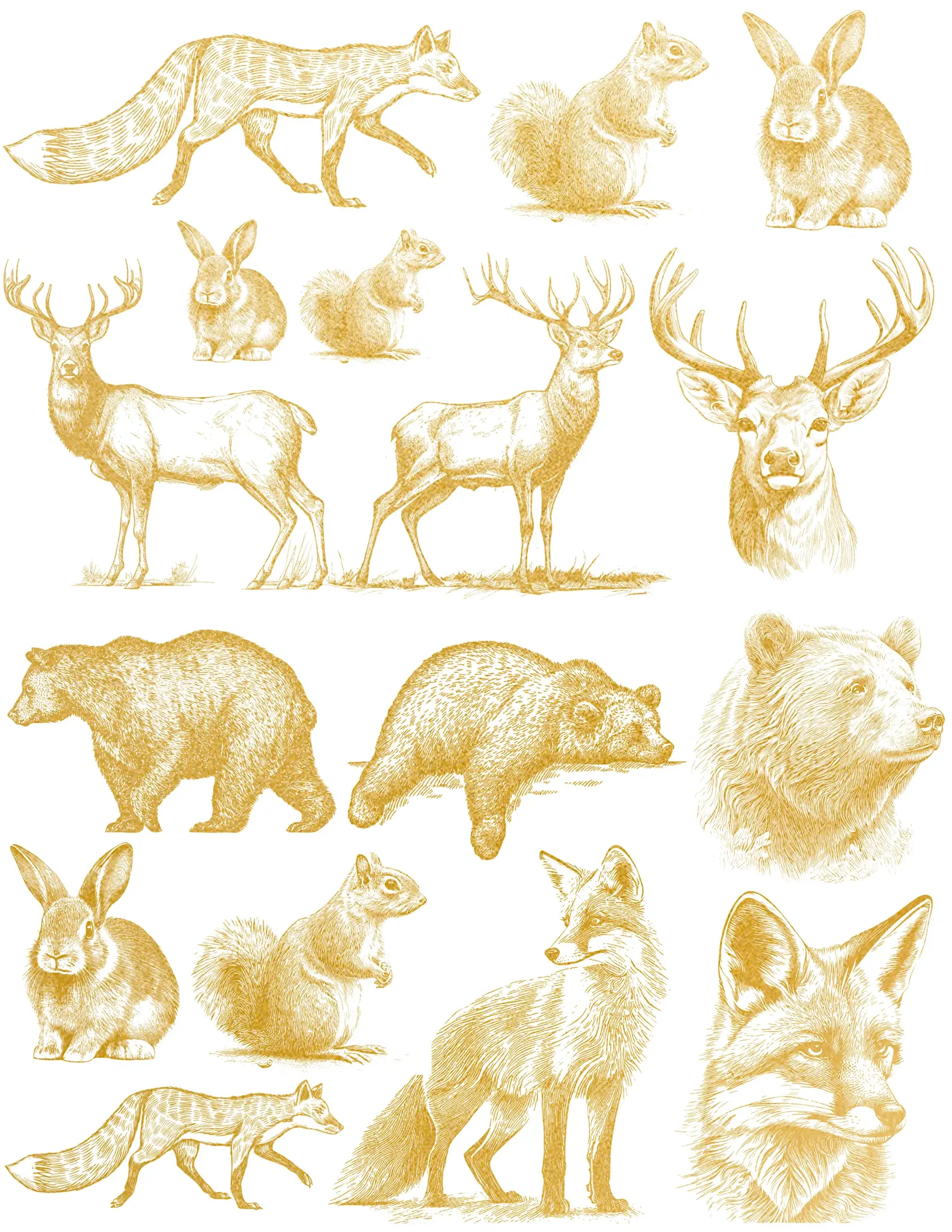 Sanbao Gold Woodland Animal (21 x 27.9cm) - Bluematchbox Potters ...