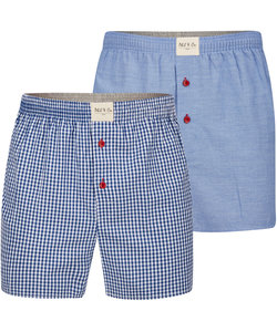 Phil & Co 2-Pack Wijde Boxershorts Heren Blauw