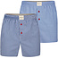 Phil & Co Phil & Co 2-Pack Wijde Boxershorts Heren Effen Blauw / Geblokt