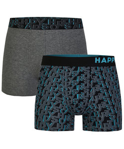 Happy Shorts 2-Pack Boxer Shorts Men Gray Happy Letters