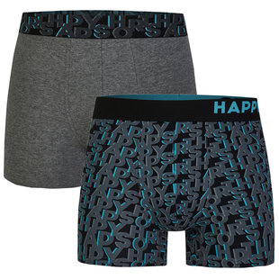 Happy Shorts 2-Pack Boxer Shorts Men Gray Happy Letters