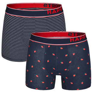 Happy Shorts 2-Pack Boxershorts Heren Aardbeien / Gestreept