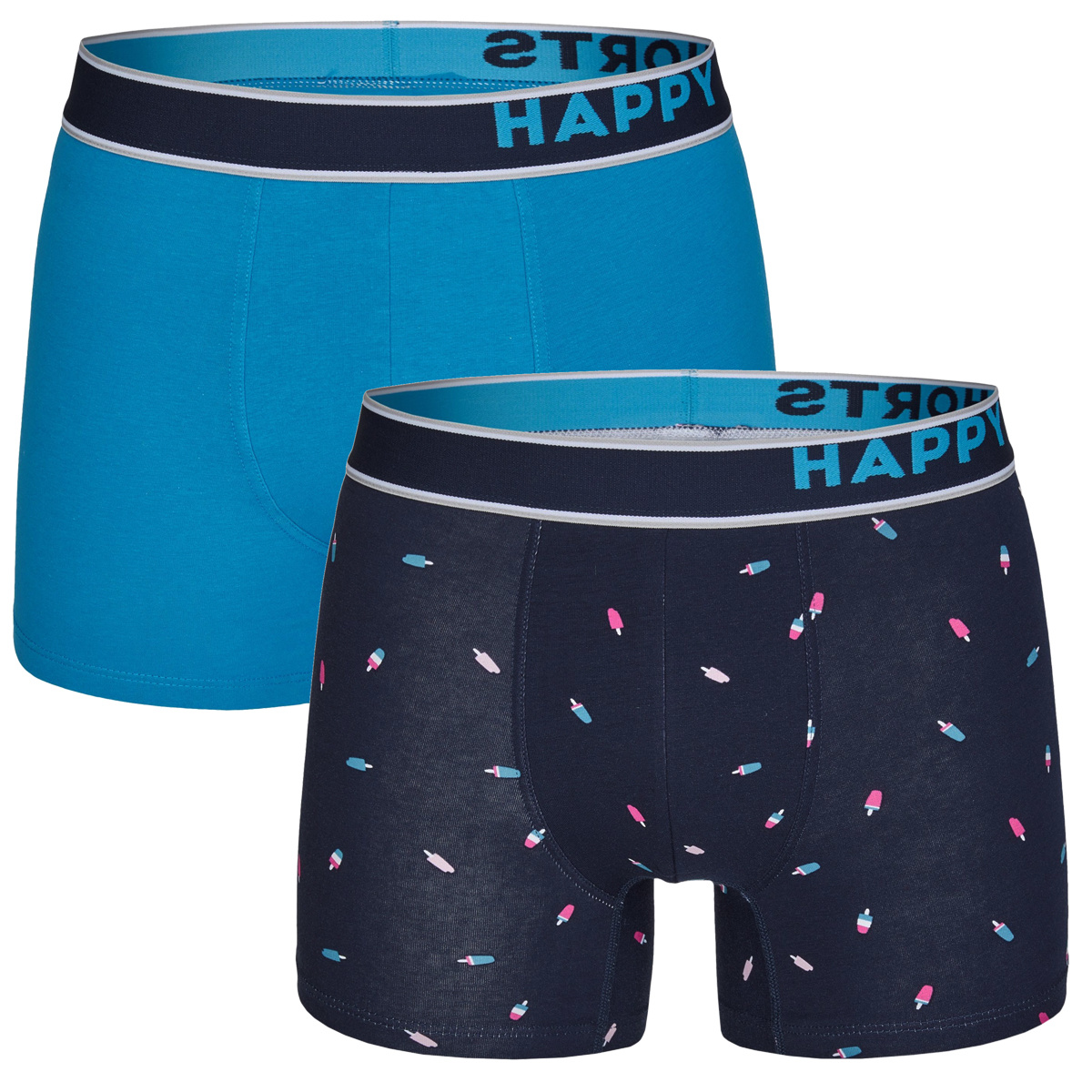Happy Shorts Happy Shorts 2 Pack Boxershorts Heren Waterijsjes Blauw