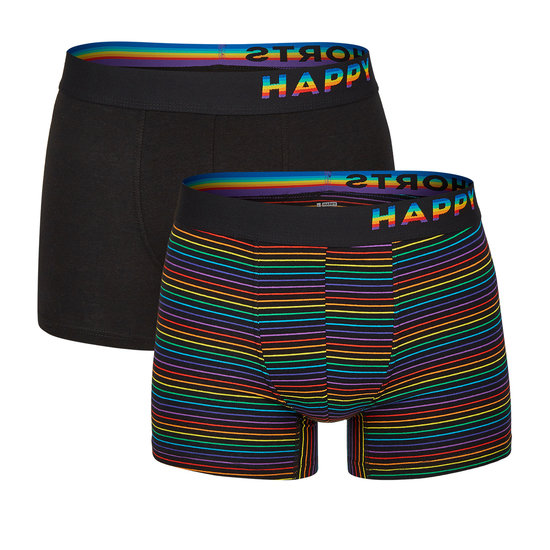 Happy Shorts Happy Shorts 2-pack Boxer Shorts Men Rainbow Pride Stripes Black