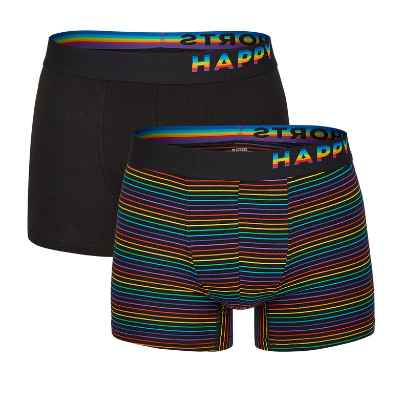 Happy Shorts Happy Shorts 2-pack Boxer Shorts Men Rainbow Pride Stripes Black