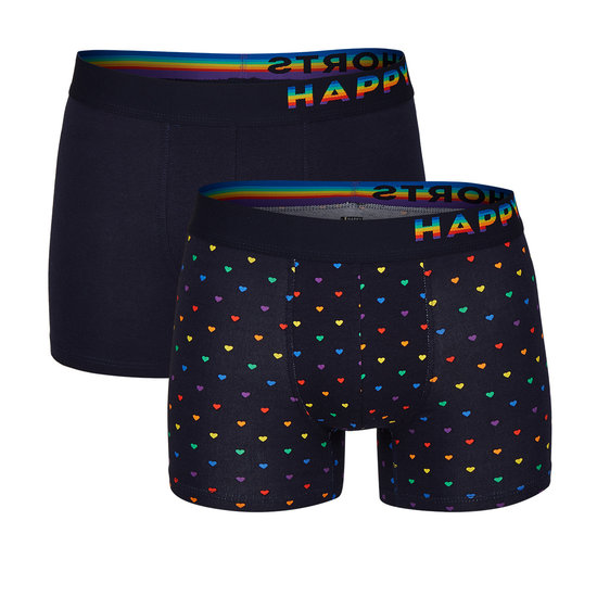 Happy Shorts Happy Shorts 2-pack Boxer Shorts Men Pride Rainbow Hearts Blue