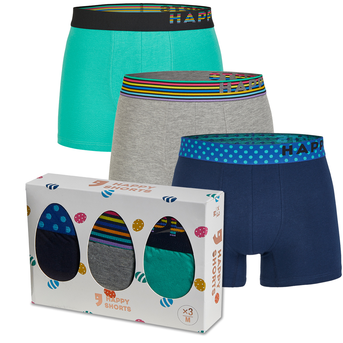 Happy Shorts Happy Shorts Boxershorts Heren Pasen 3 Pack