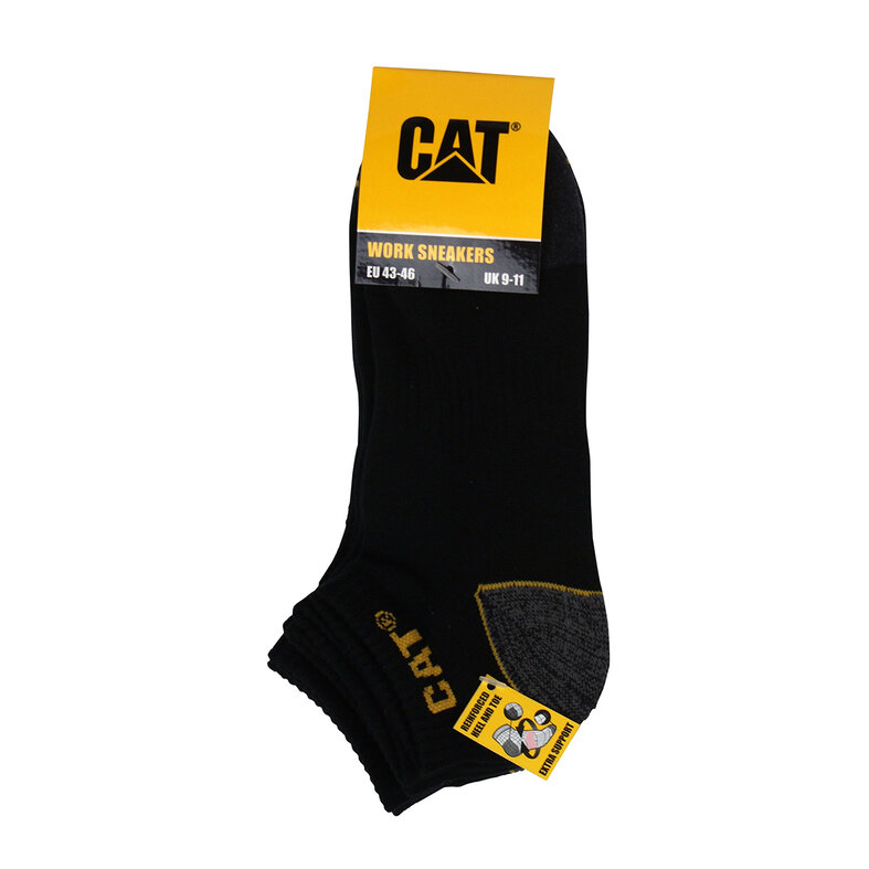 Cat CAT Ankle Socks Work Sneakers 3-pair Black