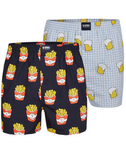 Happy Shorts 2-pack Wide Boxer Shorts Beer + Fries