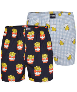 Happy Shorts 2-pack Wijde Boxershort Bier + Friet