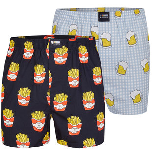 Happy Shorts 2-pack Wide Boxer Shorts Beer + Fries