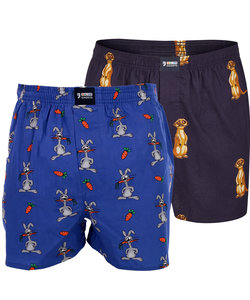 Happy Shorts 2-pack Wijde Boxershort Konijn + Stokstaartje