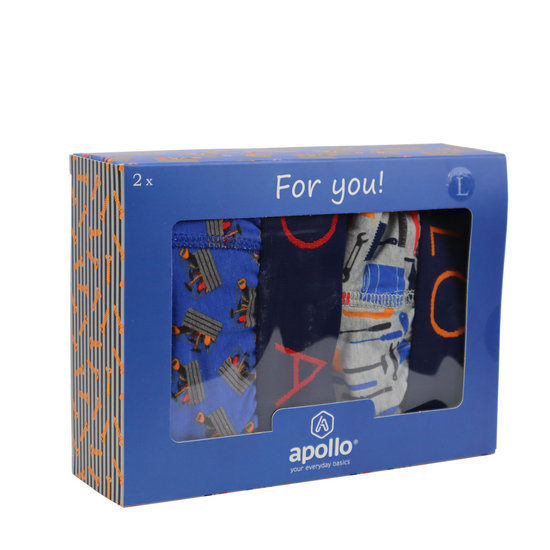 Apollo Apollo Heren Boxershorts Tools Print Grijs/Blauw