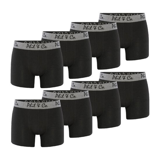 Phil & Co Phil & Co Zwarte Boxershorts Heren Multipack Zwart 8-Pack