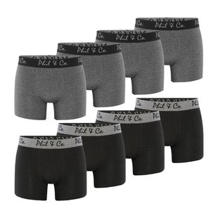 Phil & Co Boxer Shorts Men Solid Black / Anthracite 8-Pack