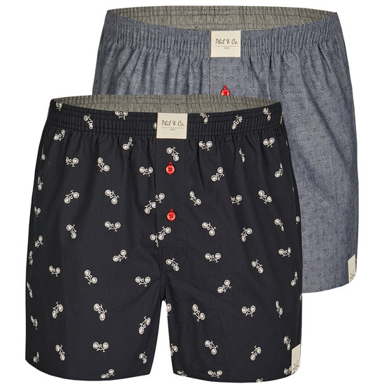 Phil & Co Phil & Co 2-Pack Wijde Boxershorts Heren PH-156 Fiets Print