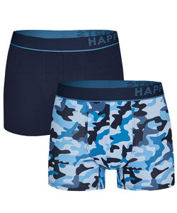 Happy Shorts 2-Pack Boxershorts Heren Camouflage Blauw