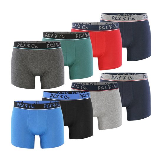 Phil & Co Phil & Co Boxershorts Heren Multipack 8-Pack Effen Kleur Assorti