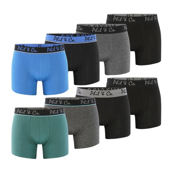 Phil & Co Phil & Co Boxer Shorts Men Multipack 8-Pack Green Blue Black Anthra