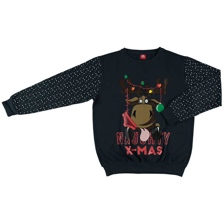 Apollo Apollo Heren Foute Kersttrui Sweater Blauw Naughty X-MAS